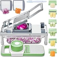 Gemüseschneider, Gemüsezerkleinerer mit 8 Klingen, Zwiebelschneider mit Behälter, Pro All-in-1 Lebensmittelwürfel, Mandolinenschneider, Edelstahlmaterialien, Salatreibe