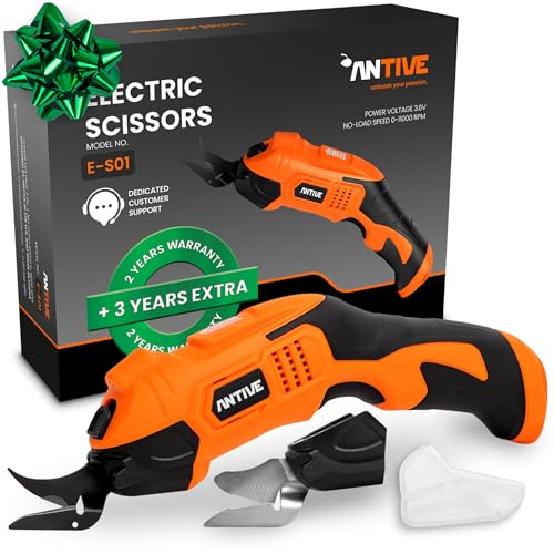 Electric Scissors for Cutting Fabric, Cardboard & Plastic – Rechargeable Cordless Electric...