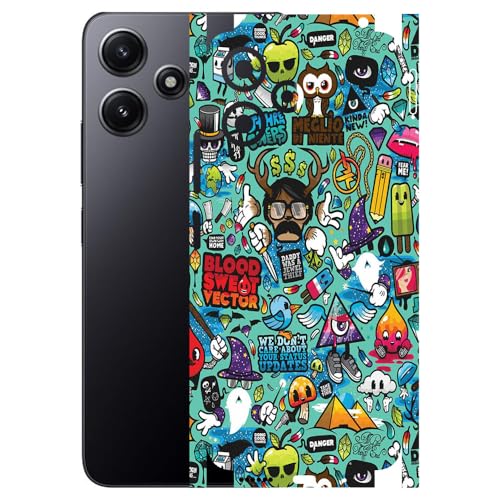 Image of AtOdds - Full Body Back Screen Guard Protector Film - Lamination Wrap Skin Sticker Compatible with REDMI 12 (5G) | Scratchproof Matte Finish (Design - Graffiti)