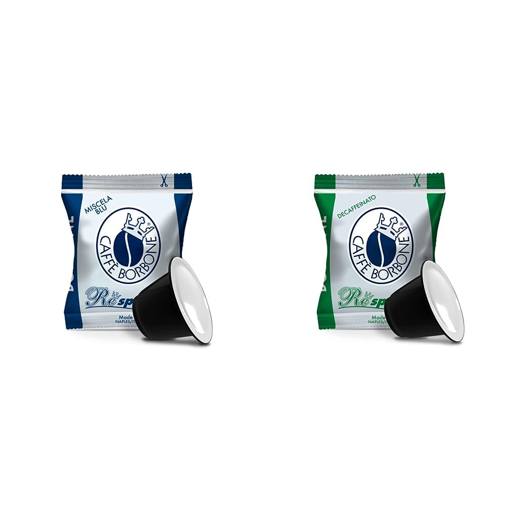 CAFFÈ BORBONE Café Respresso, Mezcla Azul - 100 Cápsulas - Compatibles con las Cafeteras de uso doméstico Nespresso®* & Café Respresso, Mezcla Descafeinada - 100 Cápsulas