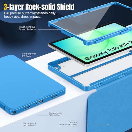 Image of MoKo Clear Case for Samsung Galaxy Tab A11+ Plus 5G 11 Inch 2026, Blue Wave