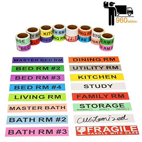 Home Moving Labels Stay Organized and Save Time, Make Unloading The Boxes into New House Much Easier, 960 Stickers with Fragile Labels