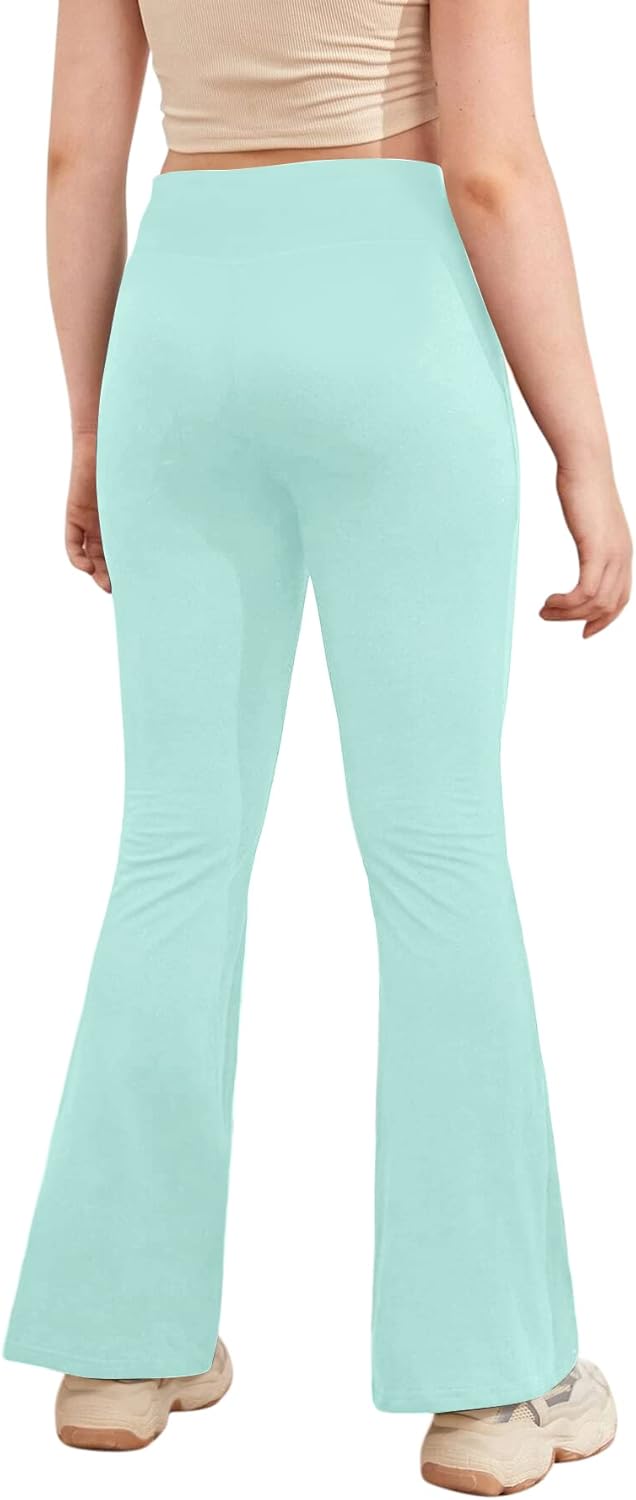 Girl's Leggings Cross High Waisted Flare Pants Yoga Bootcut Pants Solid Color Full Length Bell Bottoms - Image 2