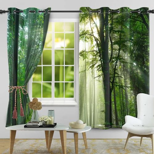 Fotogardinen Uiiooazy mit Waldmotiv für Wohnräume und Küchen