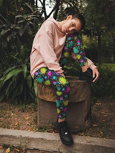Image of sissycos Women's 80s Leggings Neon Artistic Splash Printed Buttery Soft Stretchy Pants