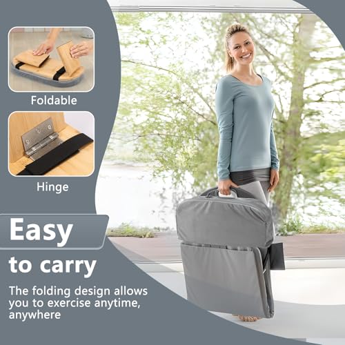 GWCYMYD Meditation Bench Foldable Meditation Stool Bamboo Yoga Bench with Cushion & Storing Bag Prayer Bench for Meditations Yoga Prayer (Gray) - Image 6
