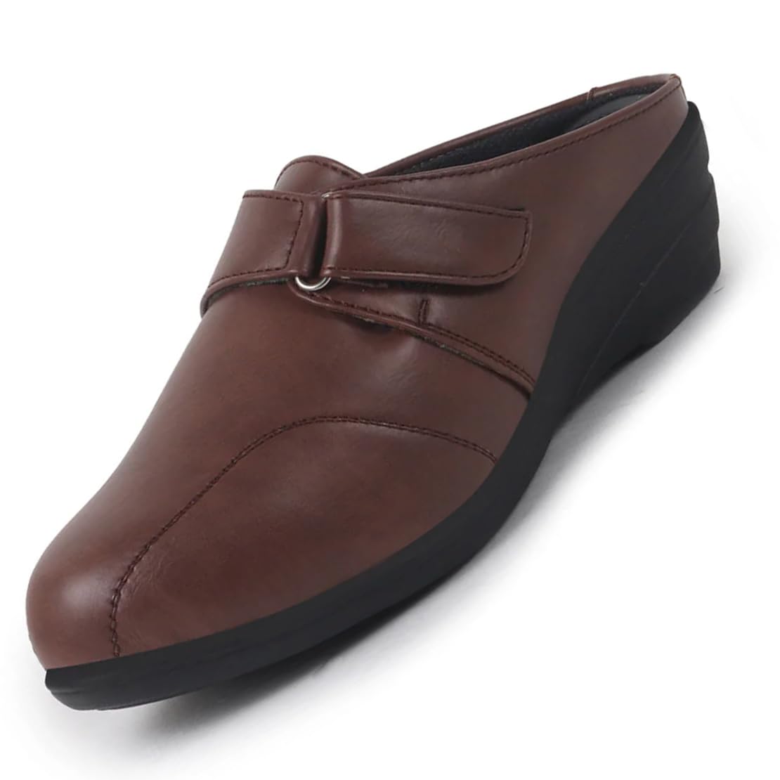 Women's Back Open Formal Slip On Flatform Heel Wedges with Hook and Loop|Adjustable Strap Shoes|Office Meetings-image-17