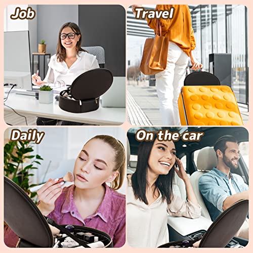 Lovloven Round Cosmetic Train Case With Lighted Mirror 3 Color Scenarios Travel Makeup Organizer With Adjustable Dividers Cosmetic Bag Storage Gift For Women, Makeup Accessories & Tools Case Black #TOP6