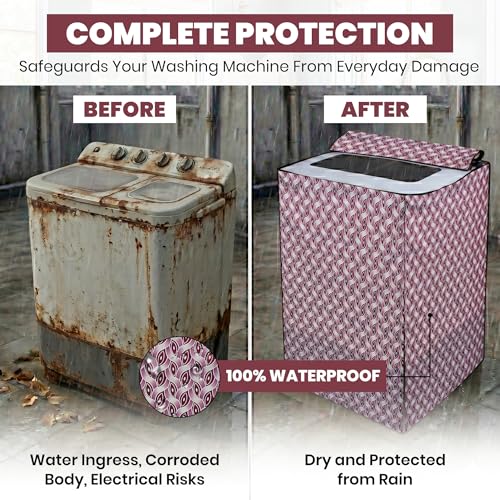 Image of DREAM CARE Waterproof & Dustproof Washing Machine Cover Top Load & Semi Automatic Suitable for 7 kg, 7.2 kg, 7.5 kg (83 x 95 x 51 cms)