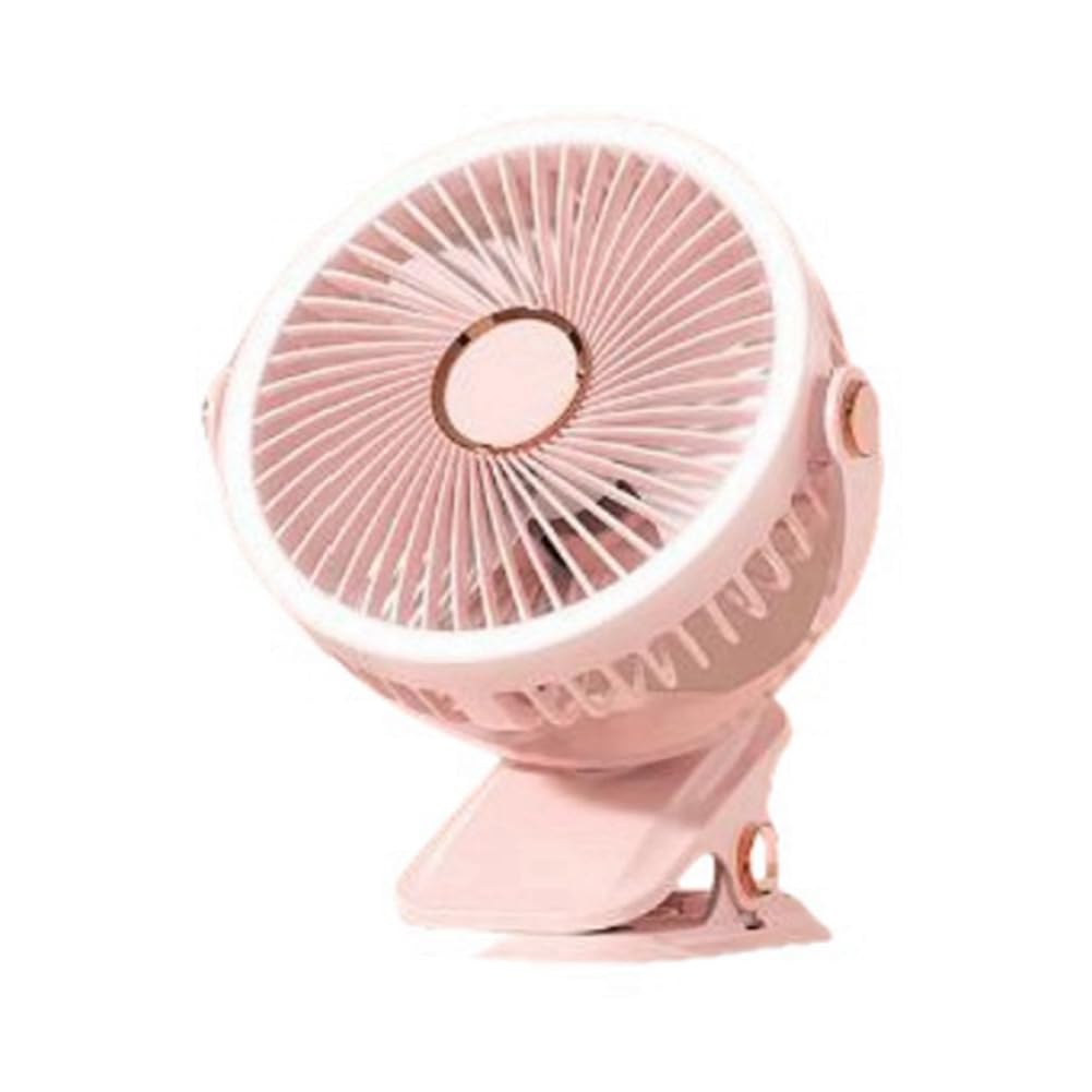 CTRLZS USB Rechargeable Fan Dormitory Clip-on Type Portable Mini Desk Fan 360 Degree Rotation Adjustable Fan with LED Light B