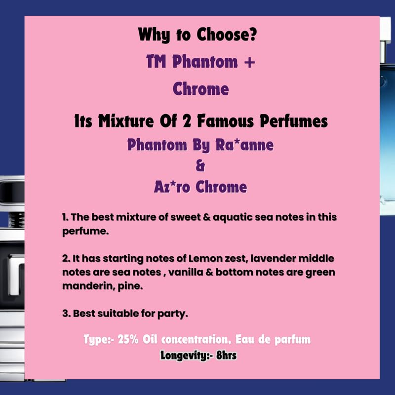 Image of TOXICMALE Phantom + Chrome | Perfect Long lasting Men's perfume for party | perfumes for men | Gift for him | TMA31 | 50 ml perfume | TM Perfume House