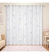 Erosebridal Purple Coquette Bow Darkening Blackout Curtains,Cute Purple Bowknot Curtains (2 Panel...
