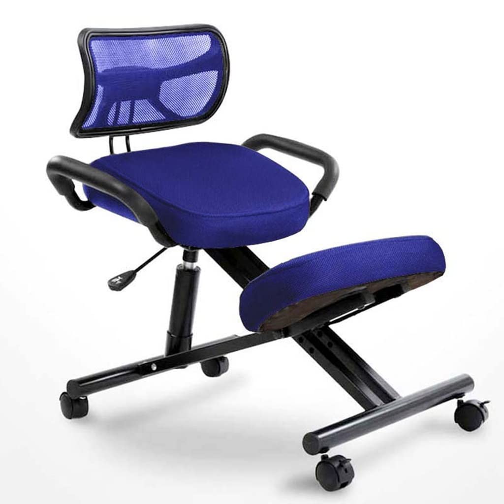 Ergonomiczne krzesło klęczące z siatki, funkcja nachylenia, regulowana wysokość i kąt, z kółkami, siedzisko biurkowe