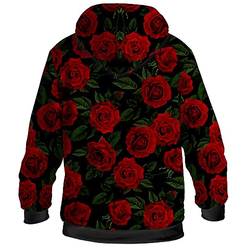 Rose Jacket for Women Men Fleece Sweatshirts Zip Up Hoodies Long Sleeve Hooded Coat with Drawstring Pockets2