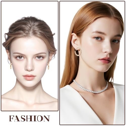 5 pares de aretes tipo argolla dorados clip on para mujer miniatura 6