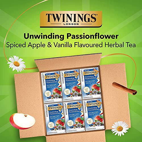 Image of Twinings Superblends Unwinding Passionflower Spiced Apple & Vanilla Flavoured Herbal Tea, Caffeine-Free 18 Tea Bags - 27 Gm