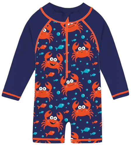 Image of Funnycokid Baby Swimsuit Boy Toddler Bathing Suit Rash Guard UPF 50+ Swimwear 6 Months-4T