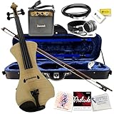 Electric Violin Bunnel NEXT (CLEAR) Outfit 4/4 Full Size (NATURAL) — Carrying Case and Accessories Included - Mini Amp - Headphone Jack - with Piezo Ceramic Pick-up By Kennedy Violins