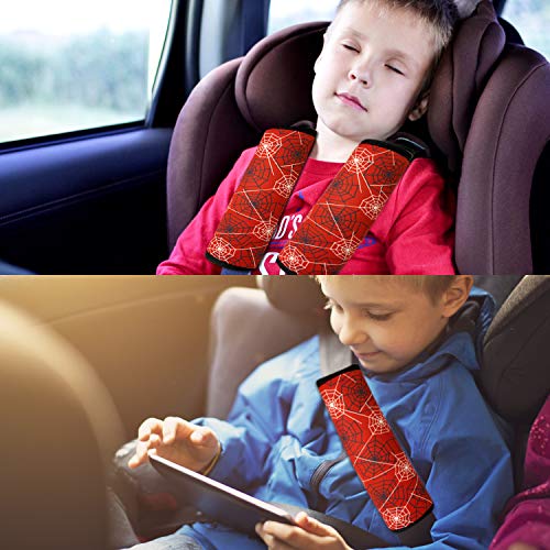 Image of Spider Seat Belt Cover for Kids, Seat Belt Pad for Boys, Car Seat Straps Shoulder Pads for Kids, Kid's Seat Belt Cushion, Shoulder Strap Pad, 1 Piece(RED)