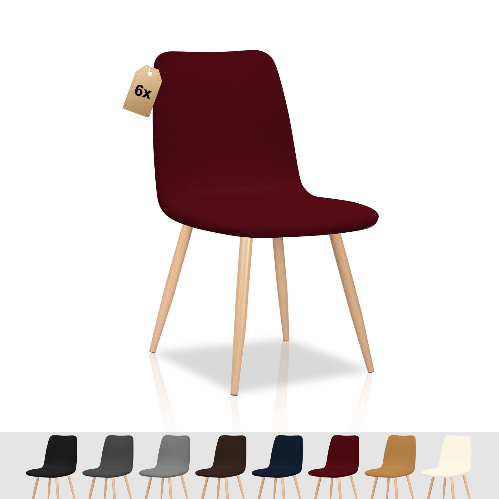 FIGOOO Coprisedie Elasticizzati con Schienale 6 Pezzi Fodere per Sedia Scandinavo Coprisedia con Schienale Rotondo Coprisedia Ufficio Universale Coprisedia da Cucina per Sala da Pranzo,Borgogna