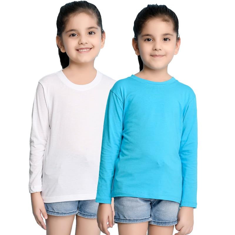 Image of Nusyl Girls Full Sleeves T-Shirt for Kids | Cute Printed Casual Wear | Soft Cotton Blend | Comfortable Regular Fit | 2-16 Years | Multiple Colors