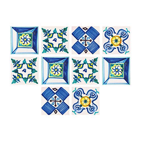 Alwayspon Floor Wall Tile Transfers Sticker for Home Decor, Peel & stick self-adhesive splashback, Tile Decals for Living Room Kitchen Bathroom Decor, 10 Pieces (Valencian, 15x15cm) (20x20cm)