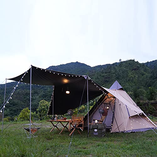 Campingtent, Outdoor Canvas Camping Piramide Tipi Tent Volwassen Indiase Tipi Tent voor 2~3 Personen, Gemakkelijk op te zetten Piramide Tent 4-seizoenen Volledige verduisterende Familie T hopeful - Afbeelding 5