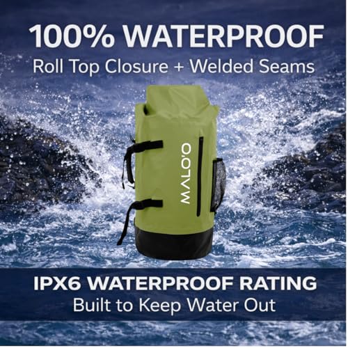 Malo’o mochila seca impermeable 45L – mochila impermeable resistente para pesca, playa, kayak, camping, surf y aventura al aire libre miniatura 3
