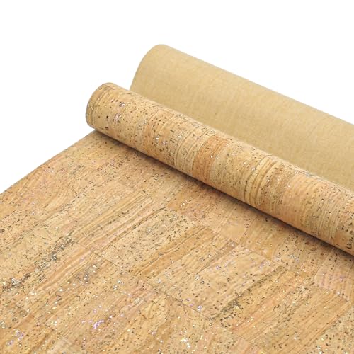 Image of SorenCut Patterned Cork Fabric Roll 12.8 x 54 Inch - Stone-Inspired Mosaic Cork Leather Fabric with Flexible Backing for DIY Crafts, Earrings, Bags, Wallets & Handmade Accessories