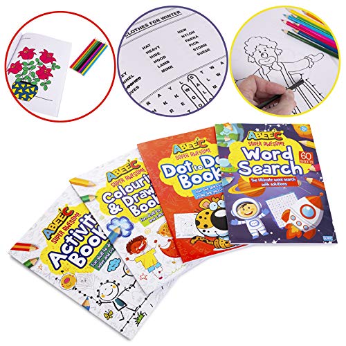 abeec Aktivitätsbücher für Kinder – 4 Bücher im A4-Format mit Wortsuche, Aktivitätenbuch, Dot zu Dot und Malbücher für… – Bild 3