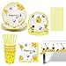 Amycute Set da 69 pezzi con ape per feste di compleanno, set di stoviglie per bambini, piatti, bicchieri di carta, tovaglioli, set di stoviglie per 8 persone, feste di compleanno per bambini