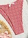 BEAUDRM Women's 2 Piece Gingham Bikini Set Cute Triangle Thong Bikini Halter String Bathing Suit High Cut Cheeky Swimsuit Red and White Small