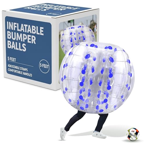 Houseables Human Hamster Ball Zorb Ball Bubble Soccer Human Bubble 5FT 4FT Inflatable Body Bumpers Adults Kids Sumo Bouncer Whole Body Inside Giant Suit Adult Sized Knocker Clear 1PK