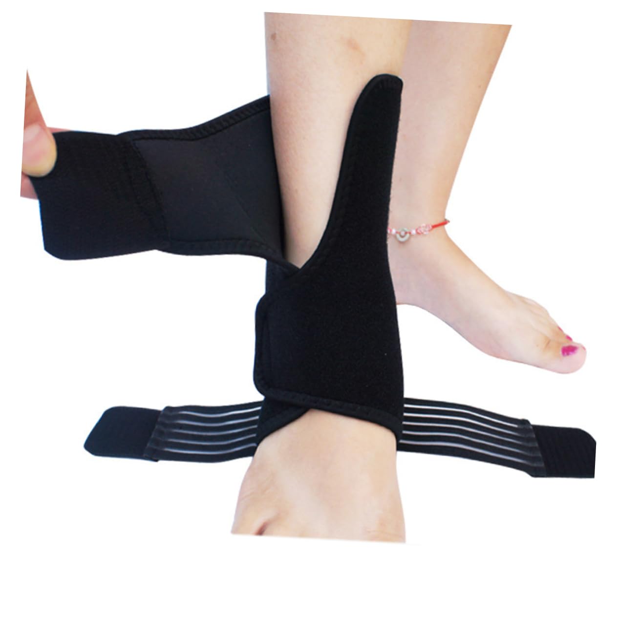 GOOHOCHY Ankle Support Brace Adjustable Straps Pressurizable Ankle Guard for Sports Basketball Football Badminton