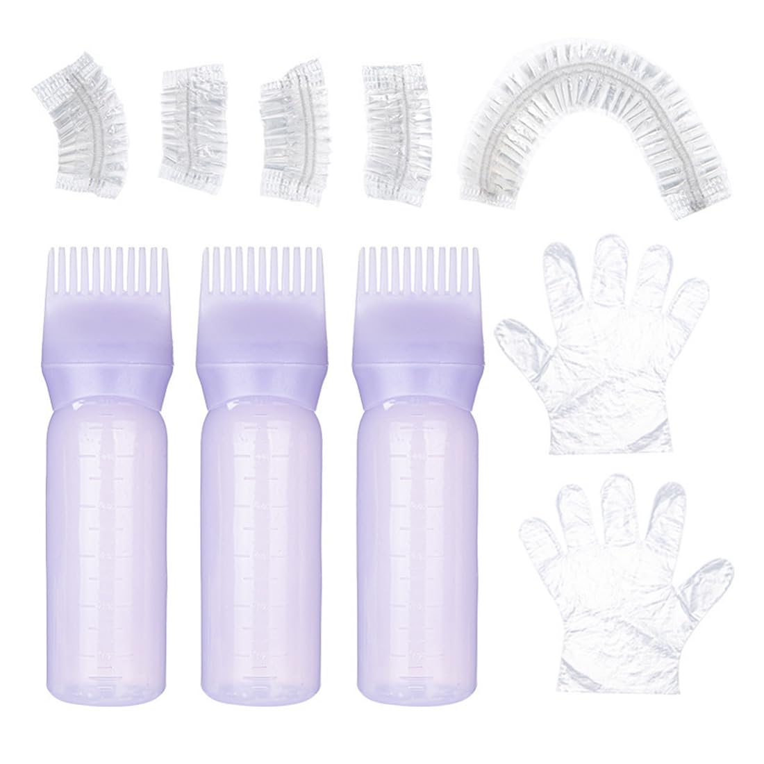 GNHG Juego De 3 Botellas Aplicadores De Aceite Para El Cabello Con Guantes y Funda Para El Cabello, Hair Oil Applicator