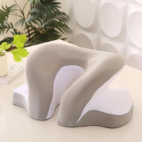 Memory Foam Desk Nap Pillow, Gray/White, Washable Cover