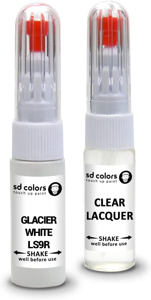 SD COLORS GLACIER WHITE LS9R compatible with VW/AUDI New Touch Up Paint Pen REPAIR KIT 7ML SCRATCH CHIP BRUSH COLOR CODE LS9R GLACIER WHITE (PAINT+LACQUER)