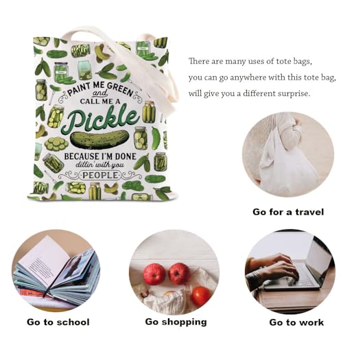 KUIYAI Funny Pickle Tote Bag Pickle Lovers Bag Pickling Season Gift Dill Pickle Food Fermentation Gift Canned Pickle Gift4