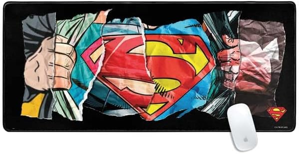 Skinit Large Gaming Mouse Pad - Officially Licensed Superman Super Speed Design with Stitched Edges, Waterproof, Non-Slip Rubber Base, Desk Mat for Keyboard & Mouse, 31.5" x 11.8" inches