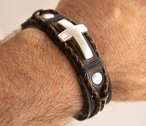 Rustic Leather Cross Bracelet Christian Men's Gift Religious Wristband #TOP3