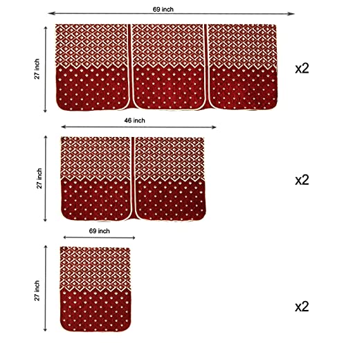 Image of Premium 5 Seater Printed Sofa Cover Set 3,1,1 Seater 10 Pieces Sofa Back Slip Panels, Protector for Single Seater (Maroon, L Shape with Cushion Cover)