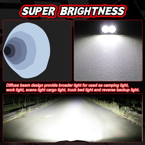 Image of 3 Inch LED Pod Lights Cube Camping Auxiliary Work Light Bar | 2PCS Waterproof CREE LED Pods Super Bright Bumper Reverse Diffuse LED Lights for Truck Pickup ATV UTV SUV 4x4 Boat RV