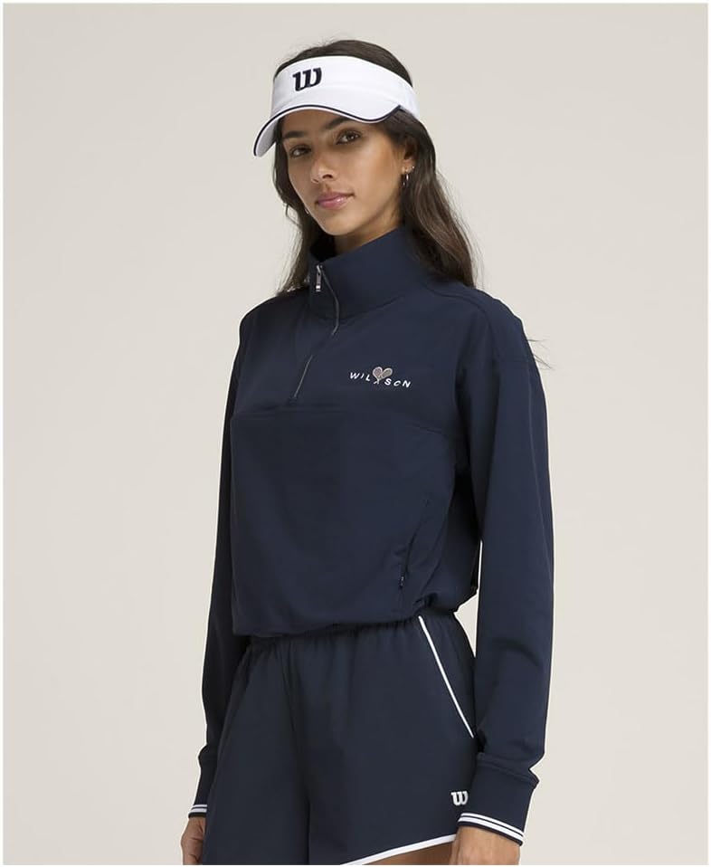 WILSON Davenport Woven Womens Tennis Pullover Classic Navy Small - Image 5