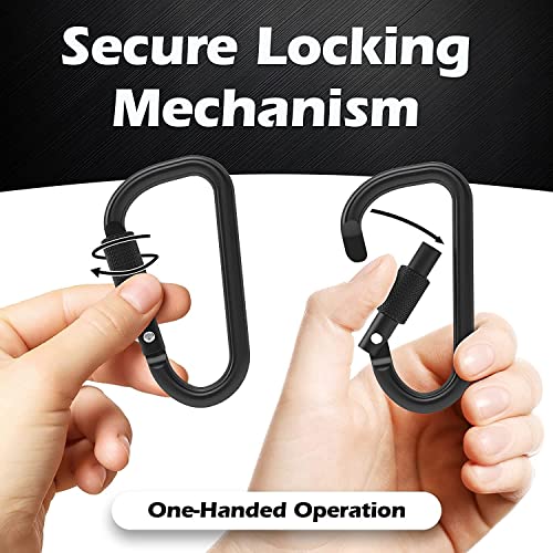 Gold Lion Gear Aluminum Carabiner With Lock 3" - Carabiners - D Shape Heavy Duty Buckle - Locking Carabiner Clip - Key Ring - Backpack Clip - D Clips - Key Holder For Belt - Key Clip - Back Pack Clips #TOP2