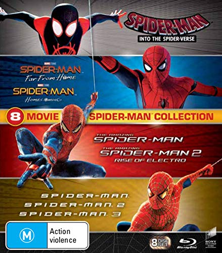 Spider-Man - 8 Movie Pack Collection Box Set Blu-Ray Into The Spider-Verse Far From Home Homecoming Amazing Spider-Man 1
