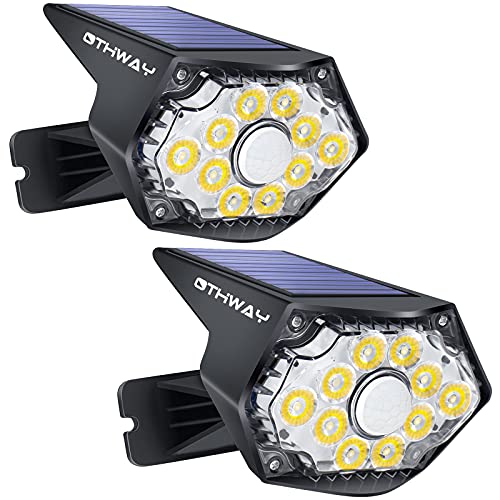 Upgraded Solar Motion Lights Outdoor,OTHWAY Super Bright Spotlights with Optical Lens and Reflector,IP 67 Waterproof, 120Â°Adjustable Security Wall Light for Garden Porch Fence Patio