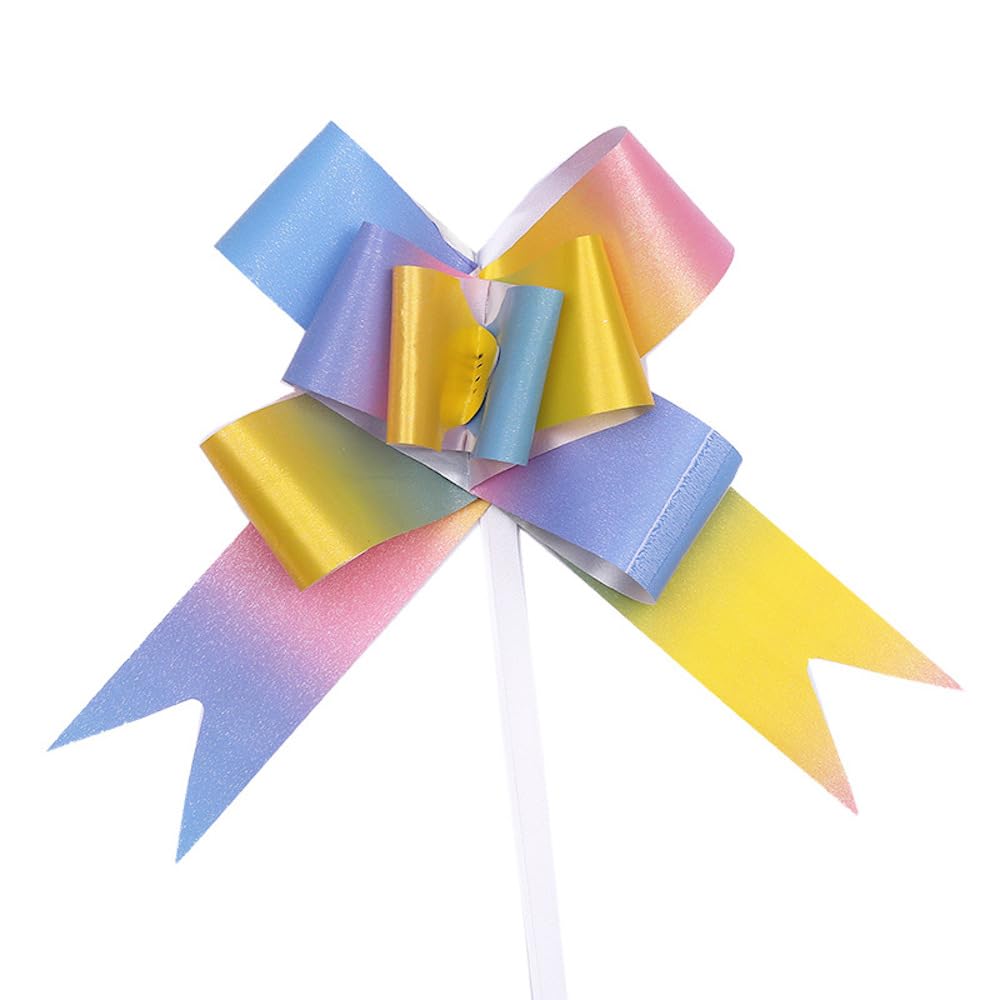 Lot de 200 nœuds décoratifs pour sacs à sucre, emballage cadeau, fête, Noël, décoration de voiture, arc-en-ciel clair, taille L