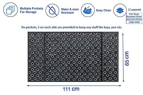 Image of Stylista Refridgerator top Cover Suitable for Samsung RR20A181BU8 /HL, 192 Liter Fridge, Dimension (WXD) 65x111 CM, Symmetric Pattern Grey White