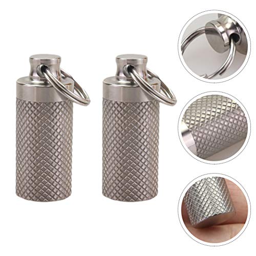 WINOMO — Estojo de comprimidos portátil à prova d'água com 2 peças, porta-comprimidos de metal para