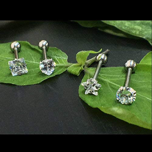 Bodyj4You 4Pcs Clear Cz Tongue Rings Set Surgical Steel 14G Straight Piercing Barbells Body Jewelry #TOP3